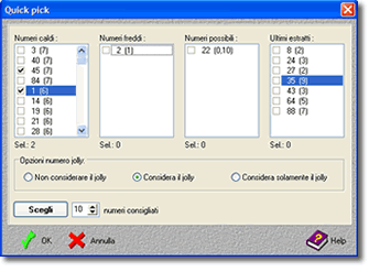 Finestra Quick Pick SuperEnalotto System Plus 1.1